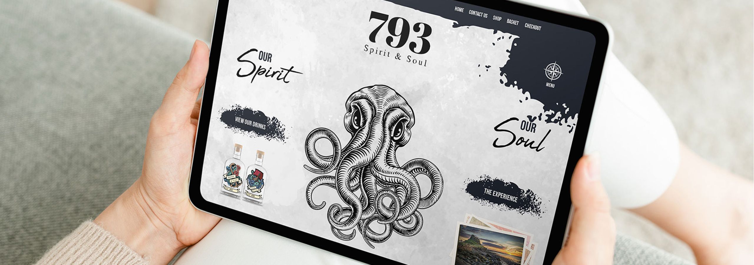 image of person holding a tablet looking at 793 spirits