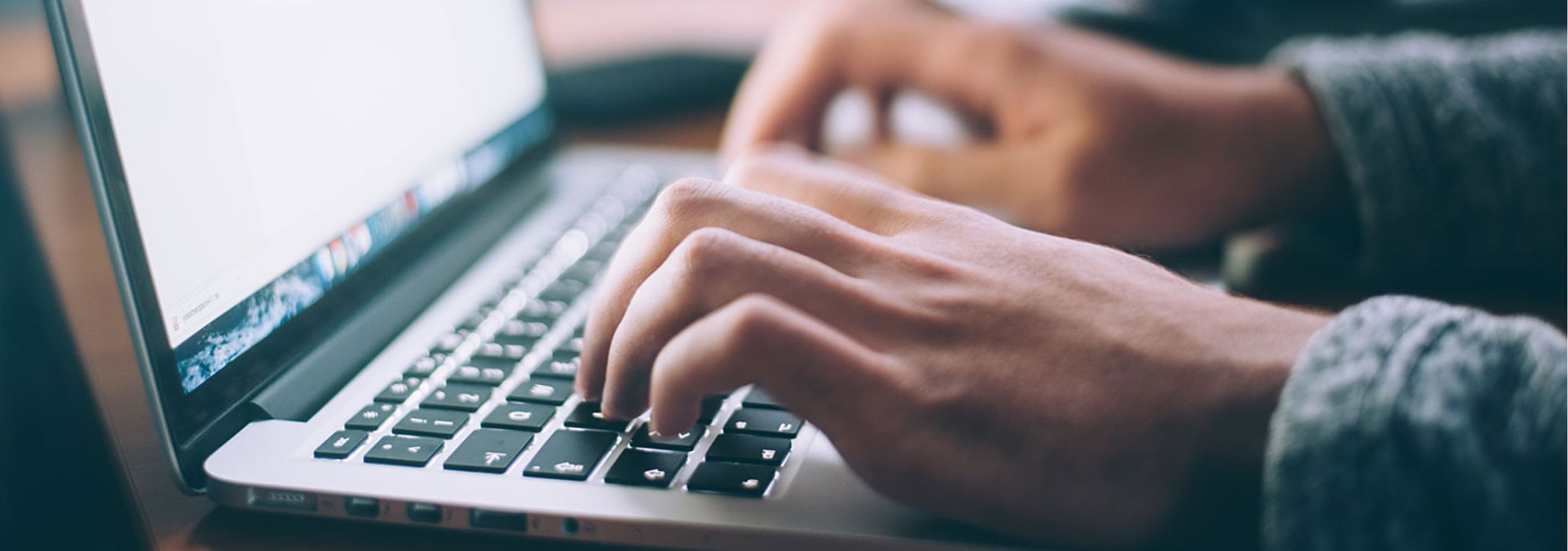 person typing on laptop